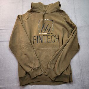 Fintech Hoodie Mens XL Olive Green Camo Logo Graphic Pullover Sweatshirt Fishing